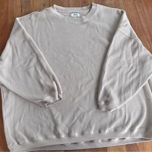 Aerie Waffle Knit Beige Pullover Sweater
